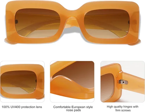 Vista 3 de SOJOS Retro 90s Nude Rectangle Sunglasses For Women Trendy Chunky Glasses Pebble SJ2160