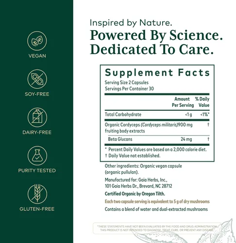 Vista 2 de GAIA HERBS PRO Cordyceps Mushroom - 60 Caps