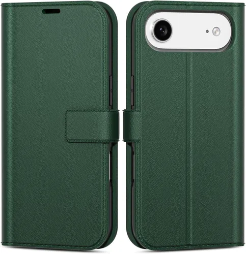 Vista 113 de oakxco Funda tipo cartera para iPhone SE 2022/2020/8/7 con soporte para tarjeta de crédito, funda magnética RFID delgada tipo libro con tapa