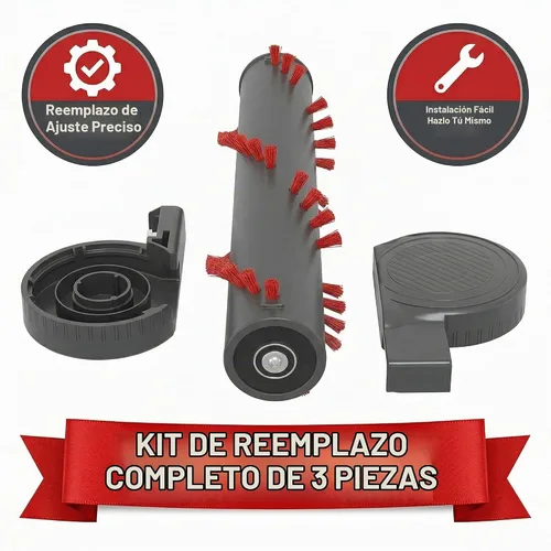 Vista 5 de Repuesto 1 rodillo de vacío y 2 tapas del lado derecho - Compatible con Dyson™ Parte # 917391-01, 914123-01 - Compatible con Dyson™ Modelos DC-25