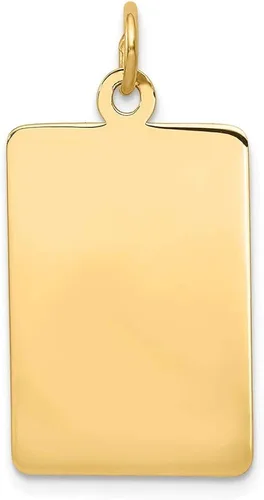 Vista 6 de Collar de oro amarillo de 14 quilates, calibre .013, rectangular, con dije de disco grabable, joyería fina para mujeres, regalos para ella, Oro