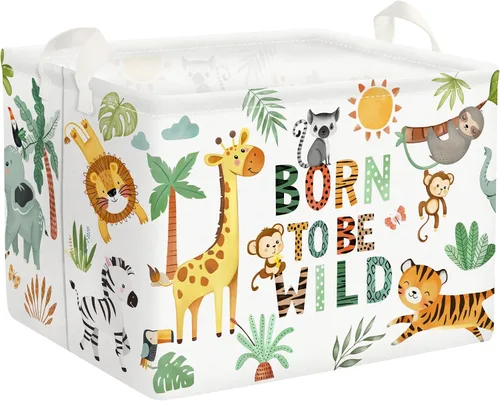Vista 9 de Clastyle Woodland Nursery Animal Tree Baby Gift Storage Basket para habitación de niños Impermeable grande ropa sucia libro regalo juguete