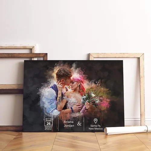 Vista 2 de Awesometik Ubicación Diseño de acuarela Nuestro lugar especial Ilustración de acuarela personalizada Donde conocimos recuerdos favoritos