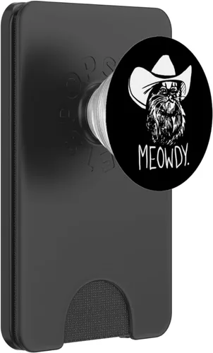 Vista 8 de Meowdy Texas Cat Meme PopSockets - Agarre y soporte para teléfonos y tabletas, Negro