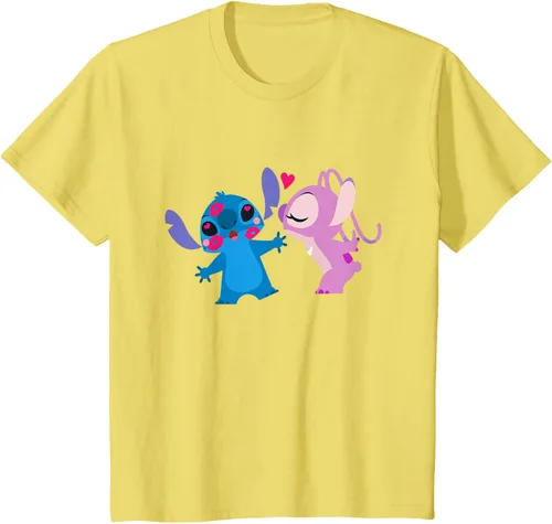 Vista 45 de Disney Stitch and Angel - Camiseta para el día de San Valentín Negro