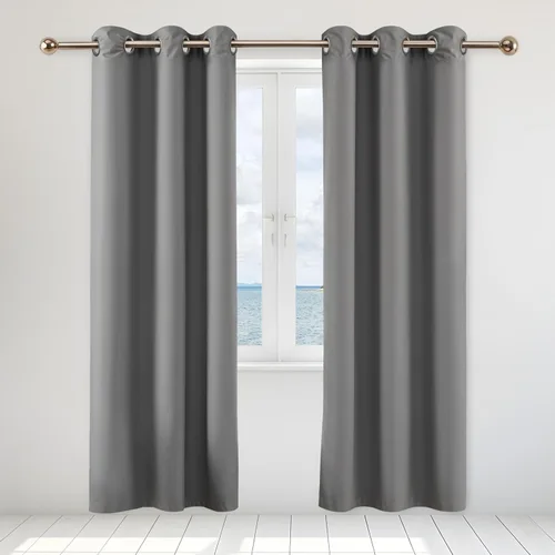 Vista 21 de Simple Deluxe 2 cortinas de cocina a cuadros de búfalo, cortinas cortas a cuadros para ventanas de media cafetería, 26 pulgadas de ancho x 36 Negro