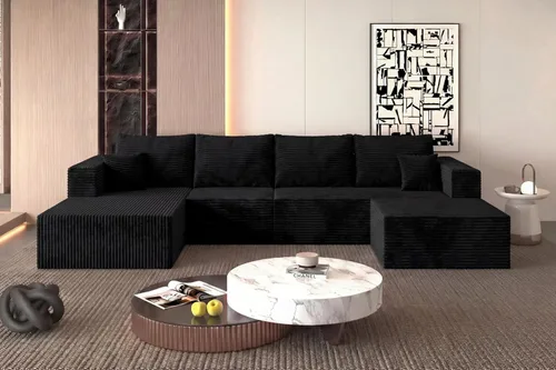 Vista 36 de Sofá otomano modular de pana de 28 pulgadas sin hueso, sofá otomano seccional para sala de estar, color beige