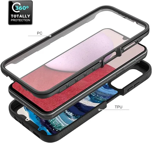 Vista 3 de TJS Funda compatible con Samsung Galaxy A14 5G, con [protector de pantalla integrado], cubierta protectora de cuerpo completo contra caídas