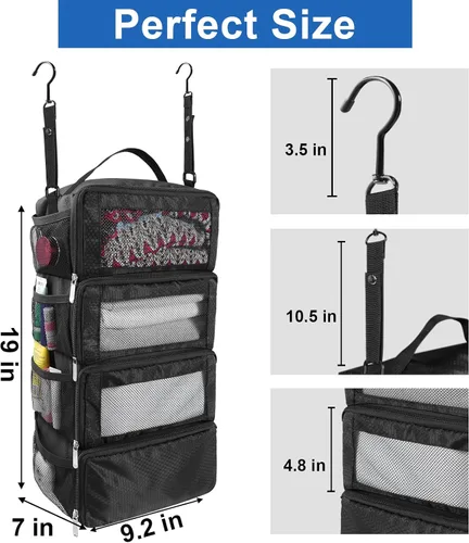 Vista 4 de Organizador de maleta, organizador de equipaje de viaje, estantes de viaje colgantes portátiles, cubos de embalaje plegables para llevar en la maleta