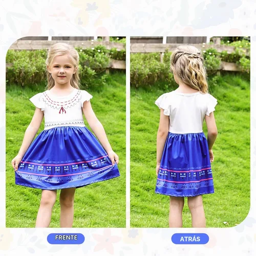 Vista 3 de COTRIO Disfraz de princesa para niñas con bolsa, disfraz de Halloween para niños, trajes de cumpleaños, vestidos de fiesta, ropa de juego de rol