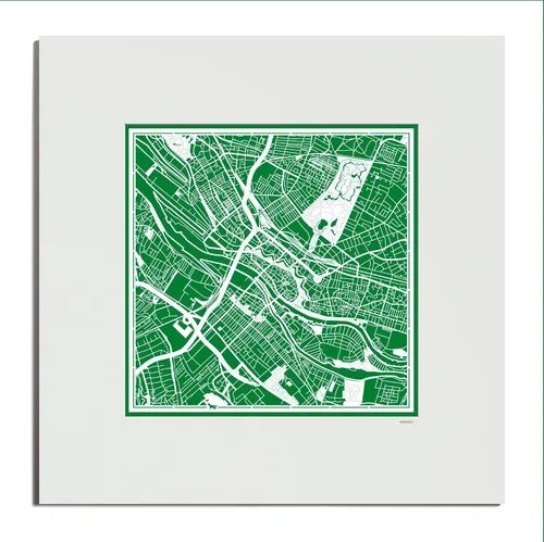 Vista 33 de O3 Design Studio Mapa de corte de papel de París, color negro mate, 20 x 20 pulgadas, arte en papel