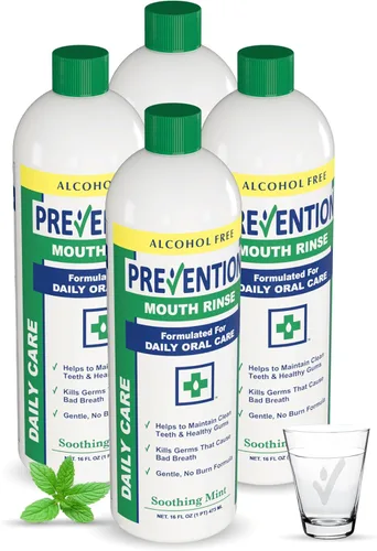 Vista 12 de Prevention Daily Care Enjuague bucal sin alcohol, peróxido de hidrógeno blanqueamiento dental con doble menta calmante para tratamiento del mal