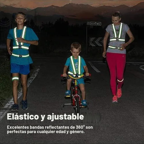 Vista 6 de Reflective Running Gear Reflective Vest & Reflective Armband & Reflective Belt 3 Pcs Set, High Visibility Reflective Gear Night Cycling Walking
