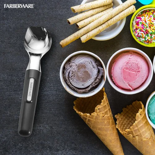 Vista 5 de Cuchara de helado profesional Farberware con mango cómodo, resistente, cuchara de grado profesional, cuchara de forma perfecta, ideal para cucharas
