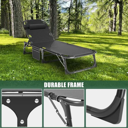 Vista 7 de LILYPELLE Catre de Camping Plegable, Catres de Dormir Extra Anchos de Servicio Pesado con Bolsa de Transporte, Catres de Campamento de Viaje Azul
