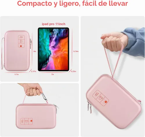 Vista 6 de Canboc Estuche organizador electrónico duro Bolsa de almacenamiento de A-A Oro rosa