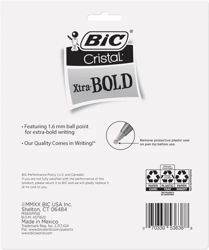 Vista 7 de BIC Cristal Xtra Bold Bolígrafos, punta negra (1.6mm), NUEVOS COLORES SURTIDOS, paquete de 48