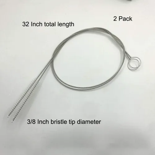 Vista 3 de 2 cepillos de limpieza con punta de cerdas de 3/8 x 32 pulgadas de largo, herramienta de limpieza flexible para barriles limpios, tubo