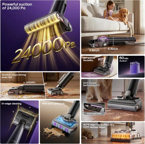 Vista 2 de Eureka Floor Shine 830 Cordless Wet Dry Vacuum Cleaner, 24KPa Vacuum Mop