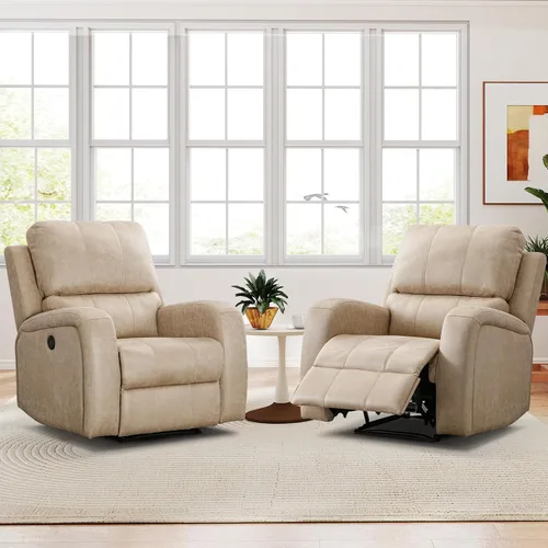 Vista 10 de HAOMARKETS Silla reclinable eléctrica, sofás reclinables de piel sintética suave con respaldo acolchado, sofá reclinable individual superrelleno