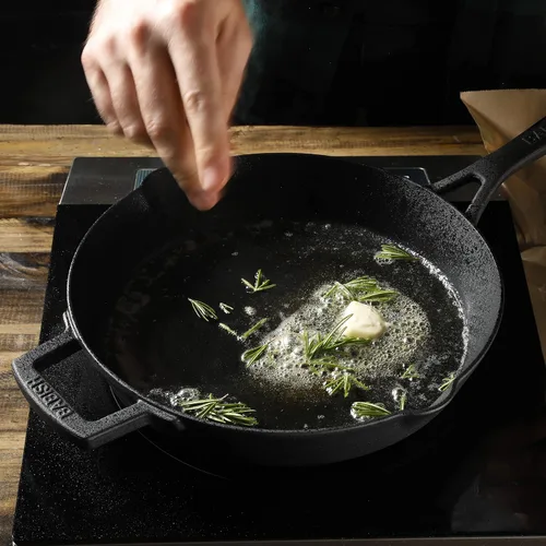 Vista 5 de Babish 10-Inch Preseasoned Cast Iron Skillet – Durable Non-Stick Frying Pan for Searing, Sautéing, and Oven Use