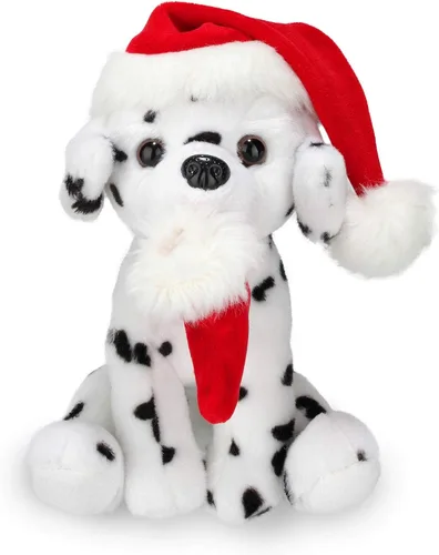 Vista 9 de Plushland Pawpal de Navidad con sombrero de Papá Noel, animales de peluche, marioneta de peluche de 8 pulgadas para niños, un regalo perfecto