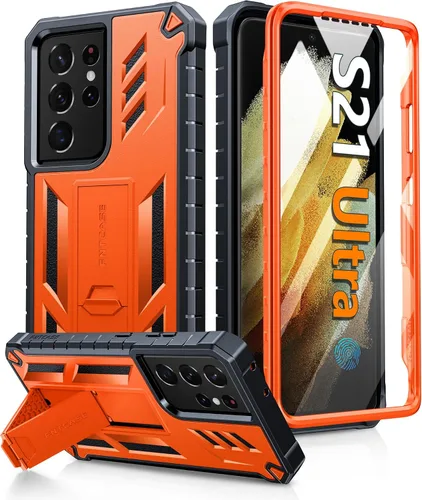 Vista 8 de FNTCASE Funda para Samsung Galaxy S21-Ultra: funda resistente de grado militar para teléfono celular con soporte Protección de TPU a prueba