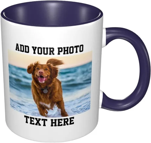 Vista 12 de Tazas de café con foto personalizada, taza personalizada con texto fotográfico, haz tu propia taza, taza de café con acento de cerámica, taza Negro