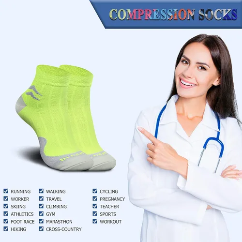 Vista 6 de QUXIANG Calcetines de compresión para mujeres y hombres, circulación, 367 pares de soporte de tobillo de 15-20 mmHg, lo mejor para correr, ciclismo