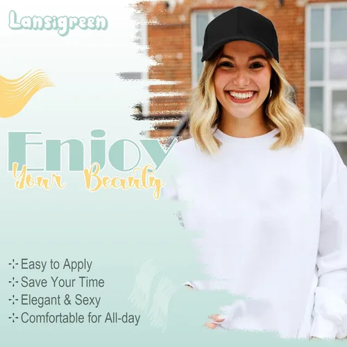 Vista 6 de Peluca de gorra de béisbol para mujer, gorra de béisbol con extensiones de cabello, gorra ajustable adjunta de 15 pulgadas, peluca sintética corta