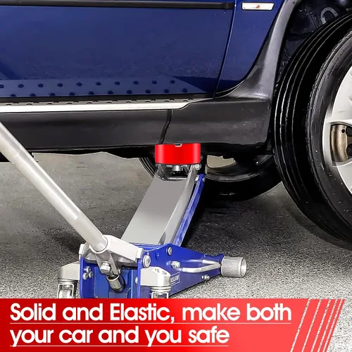 Vista 5 de DEDC Red Floor Jack Rubber Pad Two Depths X-Grooves Universal Jack Adapter