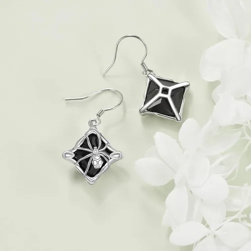 Vista 5 de Pendientes de corazón de brujas, rosa gótica, estetoscopio, calavera, plata de ley 925, joyería gótica de rosa negra para mujer