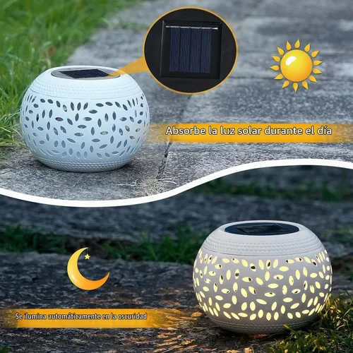 Vista 3 de Faroles solares de mesa impermeables para exteriores, lámpara LED de metal blanco, luz de mesa, lámpara decorativa para escritorio