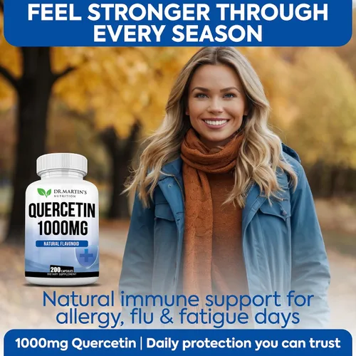 Vista 8 de Quercetina de 1000 mg - 200 cápsulas Apoyo inmunológico, antioxidante para alivio estacional de los senos nasales y salud cardiovascular