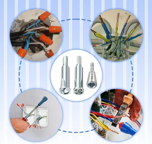 Vista 3 de 3Pcs Wisting Tool, 3-in-1 Cable Twister Set 3 Way/ 5 Way Wire Stripping Tools and 6mm Hex Shank Cable Twister Tool, Wiring Stripper, Wiring Twisters