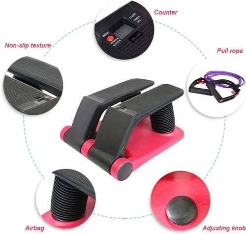 Vista 3 de INTBUYING Máquina de fitness escalador paso a paso con bandas resistentes, equipo de ejercicio portátil para escaleras, cardio, de bajo impacto