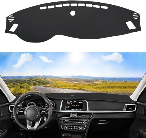 Vista 7 de Cubierta de tablero personalizada para Kia Optima 2016, 2017, 2018, 2019, 2020, decoración interior antideslizante, protector de rayos UV, Negro