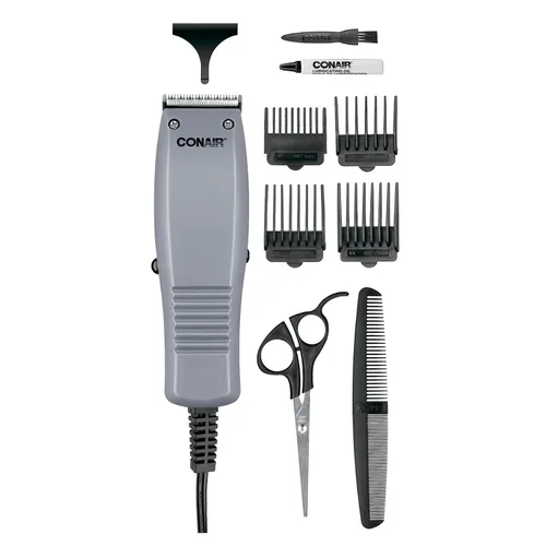 Vista 6 de ConairMAN Simple Cut, cortapelos para hombres, kit de corte de cabello para el hogar de 12 piezas Negro