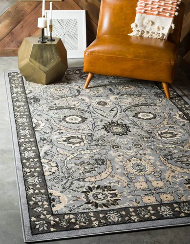 Vista 35 de Unique Loom Espahan Collection - Alfombra de área Cape Cod (2 pies 2 pulgadas x 3 pies 1 pulgada, rectangular, azul/negro)