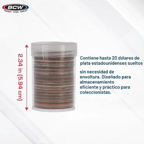 Vista 3 de BCW Tubos de monedas de dólar de plata para dólares Eisenhower, herméticos