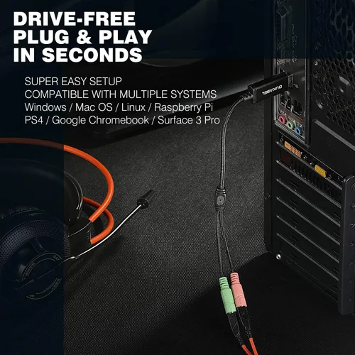 Vista 6 de DuKabel Adaptador AUX TRS USB a conector de 0.138 in para tarjeta de sonido USB integrada con enchufe separado TRS micrófonos de 3 polos