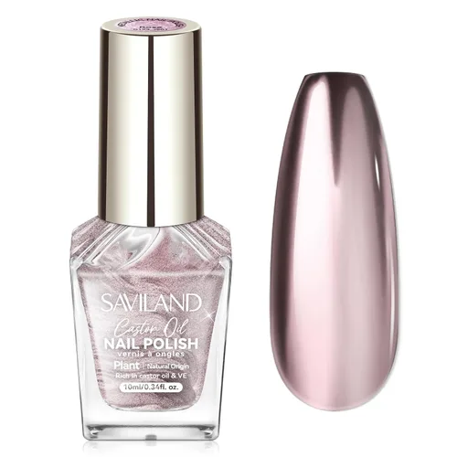 Vista 8 de SAVILAND Esmalte de uñas metálico dorado: esmalte de uñas espejo dorado de secado rápido, esmalte de uñas cromado regular, fácil de usar y quitar
