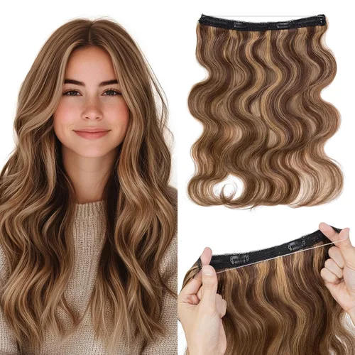 Vista 25 de MY-LADY - Extensiones de cabello humano real, extensiones de cabello humano real, 12 pulgadas, color marrón oscuro, extensiones de cabello largo