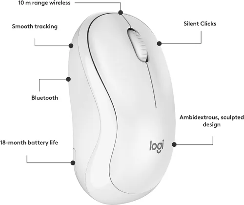Vista 8 de Logitech Ratón inalámbrico Bluetooth silencioso compacto M240 - Blanco Blanco hueso
