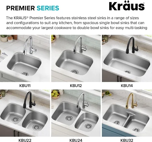 Vista 13 de Kraus KBU11 - Fregadero de cocina de acero inoxidable de 19 3/4 pulgadas, fregadero de cocina duradero de calibre 18 de un solo tazón