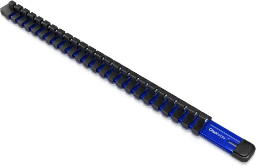 Vista 7 de Olsa Tools Organizador de dados - Riel de soporte de dados de 1/2 pulgada - Riel de aluminio negro almacena 16 dados de impacto o cromados