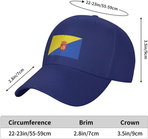Vista 5 de Flag of Gran Canaria Baseball Cap for Men Women Classic Solid Color Adjustable Dad Hat