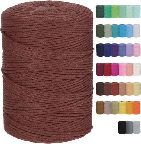Vista 30 de Cuerda de macramé de algodón de 2 mm, 220 yardas, suministros naturales de macramé de color, cuerda de algodón suave para artesanía, para colgar