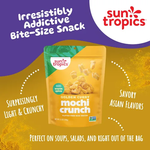 Vista 2 de Sun Tropics Mochi Snack Bites, curry dorado, sin lácteos, sin gluten, 3.5 onzas (paquete de 12)