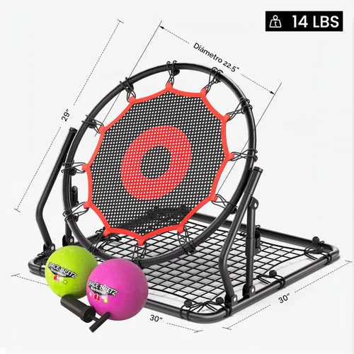 Vista 9 de Dual-Sided Adjustable Baseball Rebound Net for Multi-Sport,Includes 2 Balls Rojo